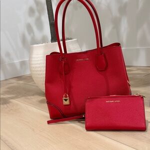 Michael Kors Vibrant Red Tote and Wallet